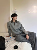 Winter Men's Trending Knitted Lapel Sweater Light Luxury Leisure Patchwork Long Sleeve Pullover Japanese Retro Loose Knitwear