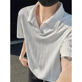 Summer Short Sleeved T-shirt Men Fashion White Casual T Shirt Men Streetwear Korean Loose Lapel T Shirt Mens Polo Shirt