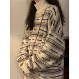 American autumn and winter street fashion individual round neck sweater for couples loose retro casual knitted Harajuku top y2k
