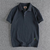 Simple Cartoon Embroidery Polo Shirt Large Size American Retro Casual Lapel Half Button Shirt Summer Youth Short-sleeved Top