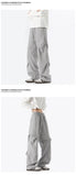Mens Casual Pants Loose Fit Joggers Patchwork Pleated Trousers Trendy Elastic Waist Outdoor Sports Streetwear Hip Hop Trousers