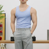Men's Simple Solid Color Sleeveless Sports Vest Slim Elastic Quick-Drying Breathable Fashion Trend Summer New Men Gym Tops