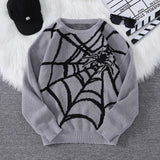 New Popular Autumn and Winter Spider Web Jacquard Pattern Pullover Sweater Casual Round Neck Knitted Men's Pullover
