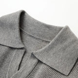 Designed Winter Small V-neck Pullover Knitted Sweater Men Retro Polo Collar Loose High-end Simple Solid Color Vintage Sweater