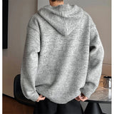 Winter Men's Hooded Cardigan Japanese Retro Loose Button-down Knitted Sweater Coats Premium Quality Long Sleeve Pocket Hoodies