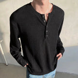 Spring Long Sleeved T-shirt Men Fashion Gray Black Casual T Shirt Men Streetwear Korean Loose Round Neck T Shirt Mens Top M-3XL