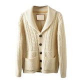 Men's Cardigan Sweater Autumn Winter Thickened Casual Coat Solid Color Long Sleeves Single-breasted Pockets Knitted Sweaters
