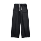 New American Casual Pants Men Loose Straight Leg Trendy Versatile Trousers 5XL Elastic Waist Drawstring Clean Fit Streetwear