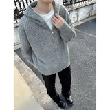 Hollow Out Knit Sweater Men Women Casual Loose Fishing Net Long Sleeve Male Tops Autumn Streetwear Hooded Pullovers