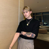 T-Shirt Basic in Cotone con Collo Piccolo