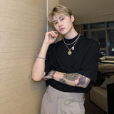 T-Shirt Basic in Cotone con Collo Piccolo