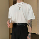 T-Shirt Basic in Cotone con Collo Piccolo