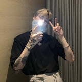 T-Shirt Basic in Cotone con Collo Piccolo