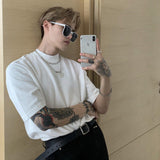 T-Shirt Basic in Cotone con Collo Piccolo