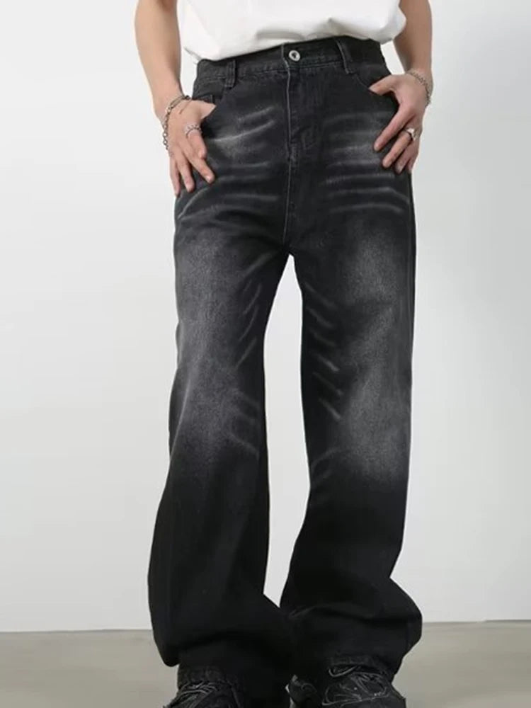 Summer Men's Jeans Wide Leg Classic Daily Denim Pants Waist Cargo Harajuku Jeans Male Autumn Designer Loose Black Long Trousers