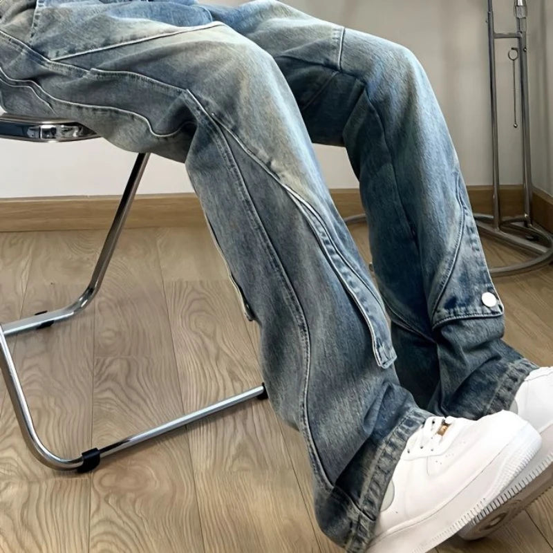 Trousers Light Blue Flared Male Cowboy Pants Straight Jeans for Men Bootcut Harajuku New in High Quality Designer Fashion