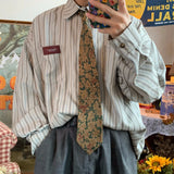 Vintage High Striped Shirt Jacket Men's Loose Ins Long Sleeved Top Tops Shirts for Men Clothing Camisas y Blusa