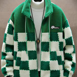 [Thick Polar Fleece Warm Jacket] Cozy Plaid Lambswool Jacket With Thick Polar Fleece Lining - Warm Winter Coat For Men And Women