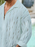 Semi-Sheer Long Sleeve Stylish Shirt - Men's Casual Button-Up With Lapel Collar - For Holiday Resorts, Spring Summer And Fall