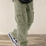 Men's Fashion Drawstring Flap Pocket Casual Pants, Multi-Pocket Design Comfortable and Stylish - Perfect for Hiking Street Outdoor Activities | Spring/Summer Apparel, Suitable for All Seasons