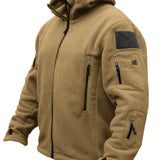 Windproof Fleece Jacket - Men's Cozy Hooded Coat - Zipper, Solid Color, Multiple Pockets for Autumn and Winter
