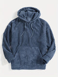 [Men's Vintage Corduroy Hoodie] Vintage Corduroy Hoodies For Men, Men's Casual Pullover Hooded Sweatshirt With Kangaroo Pocket Streetwear For Winter Fall, As Gifts