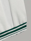 Men's Athletic V-Neck Sweater Vest - Stylish White & Green Ribbed Knit, Breathable & Stretchy, Ideal for Outdoor Activities & Casual Wear - Easy Care