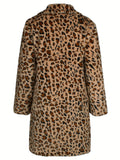 [Long Warm Coat Leopard Pattern] Men's Plush Warm Coat With Leopard/ Zebra Pattern Design, Long Length Trendy Coats For Fall/Winter