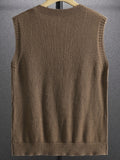 100% Viscose Solid Color V-Neck Knit Tank Top - Casual Sleeveless Sweater, Skinny Fit, Stretch Fabric, 210g/m² - for Spring/Fall, Outdoor & Streetwear, Adult & Teen