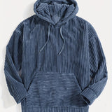 [Men's Vintage Corduroy Hoodie] Vintage Corduroy Hoodies For Men, Men's Casual Pullover Hooded Sweatshirt With Kangaroo Pocket Streetwear For Winter Fall, As Gifts