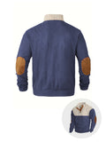 Long Sleeve Color Block Corduroy Sweater - Men's Casual Knitted Outerwear for Autumn and Winter - Stand Collar