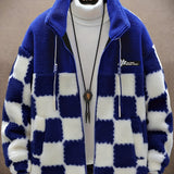 [Thick Polar Fleece Warm Jacket] Cozy Plaid Lambswool Jacket With Thick Polar Fleece Lining - Warm Winter Coat For Men And Women