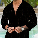 Semi-Sheer Long Sleeve Stylish Shirt - Men's Casual Button-Up With Lapel Collar - For Holiday Resorts, Spring Summer And Fall