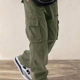 Men's Fashion Drawstring Flap Pocket Casual Pants, Multi-Pocket Design Comfortable and Stylish - Perfect for Hiking Street Outdoor Activities | Spring/Summer Apparel, Suitable for All Seasons