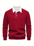 Fall & Winter Solid Color Fleece-Lined Shirt - Men's Casual Machine Washable with Button Detail