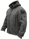 Windproof Fleece Jacket - Men's Cozy Hooded Coat - Zipper, Solid Color, Multiple Pockets for Autumn and Winter