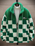 [Thick Polar Fleece Warm Jacket] Cozy Plaid Lambswool Jacket With Thick Polar Fleece Lining - Warm Winter Coat For Men And Women