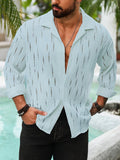 Semi-Sheer Long Sleeve Stylish Shirt - Men's Casual Button-Up With Lapel Collar - For Holiday Resorts, Spring Summer And Fall