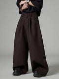 Men'S Loose Fit Solid Color Wide Leg Pants with Pockets - Casual, Soft, and Comfortable for Spring, Street Style, Casual Wear Pants|Wide Leg Trousers|Nonstretch Fabric