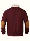 Long Sleeve Color Block Corduroy Sweater - Men's Casual Knitted Outerwear for Autumn and Winter - Stand Collar