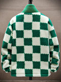 [Thick Polar Fleece Warm Jacket] Cozy Plaid Lambswool Jacket With Thick Polar Fleece Lining - Warm Winter Coat For Men And Women