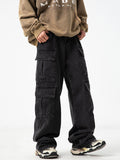 [Wide Leg Hip-hop Denim Pants] Men'S Workwear Jeans Hip-hop Street Dance Party Denim Jogging Pants Street Wide Leg Workwear Pants Straight Tube Loose Slimming Trend Retro Casual Denim Pants