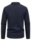 [100% Polyester V-Neck Cardigan] Men'S Casual Fashion V-Neck Cardigan Sweater - 100% Polyester Knit Fabric with Solid Pattern and Button Details, Regular Sleeve, Long Sleeve, Single Breasted Placket, Spring/Fall Season, Night