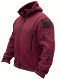 Windproof Fleece Jacket - Men's Cozy Hooded Coat - Zipper, Solid Color, Multiple Pockets for Autumn and Winter