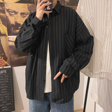 Gotmes Black White Striped Men's Shirts  Harajuku Men Casual Long Sleeve Shirt Tops Streetwear Man Oversized Blouse