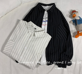 Gotmes Black White Striped Men's Shirts  Harajuku Men Casual Long Sleeve Shirt Tops Streetwear Man Oversized Blouse