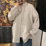 Gotmes Black White Striped Men's Shirts  Harajuku Men Casual Long Sleeve Shirt Tops Streetwear Man Oversized Blouse