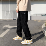 Cotton Pocket Cargo Pants Men Fashion Brown Black White Casual Pants Men Streetwear Loose Hip-hop Straight Pants Mens Trousers