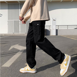 Cotton Pocket Cargo Pants Men Fashion Brown Black White Casual Pants Men Streetwear Loose Hip-hop Straight Pants Mens Trousers