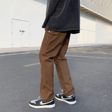 Cotton Pocket Cargo Pants Men Fashion Brown Black White Casual Pants Men Streetwear Loose Hip-hop Straight Pants Mens Trousers